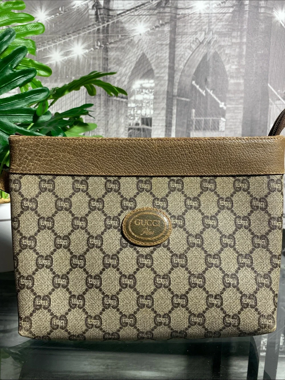 Authentic Gucci GG Plus Vintage Pouch Clutch bag
